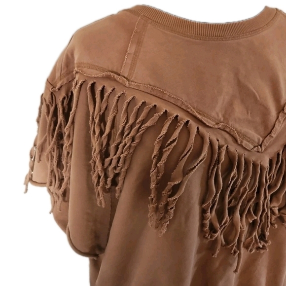 Chelsea DeBoer By Lily & Lottie Womens Tan Bristol Fringe Festival Boho Top M - Picture 9 of 11
